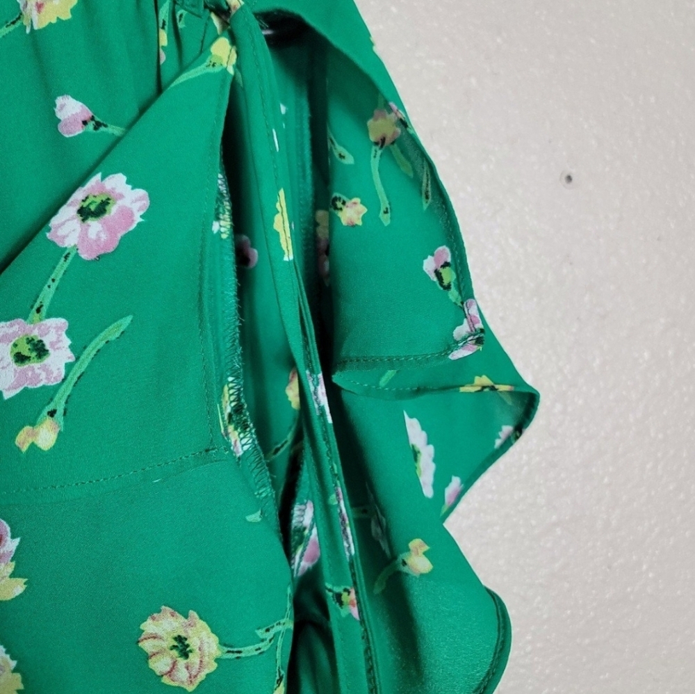 Rachel Zoe Top Womens Floral Off Shoulder Short Sleeve Smocked Blouse Green Sz M - Picture 8 of 8